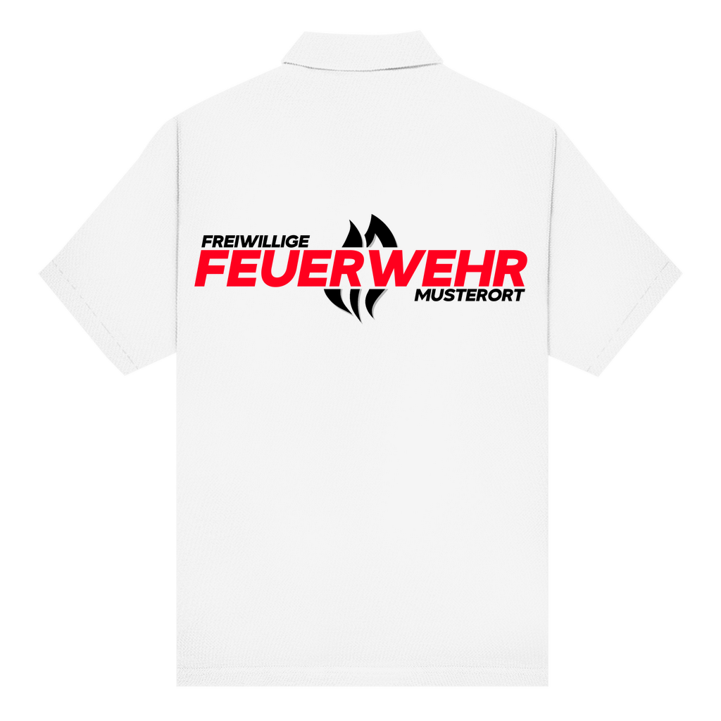 Unisex Poloshirt - Flamme Freiwillige Feuerwehr Rot (Personalisierbar)
