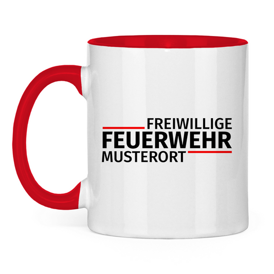 Tasse zweifarbig - Modern Freiwillige Feuerwehr [Personalisierbar]