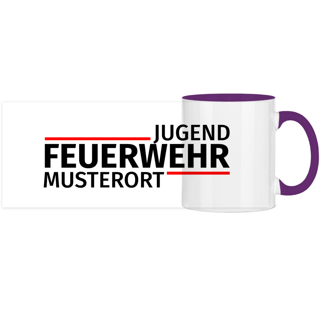 Panorama Tasse zweifarbig - Modern Jugendfeuerwehr [Personalisierbar]