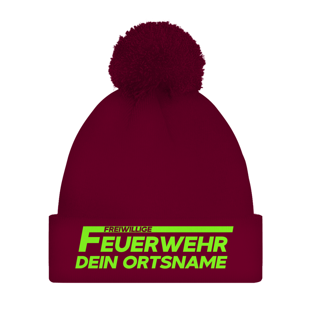 Bommelmütze - Freiwillige Feuerwehr Grün [Personalisierbar]