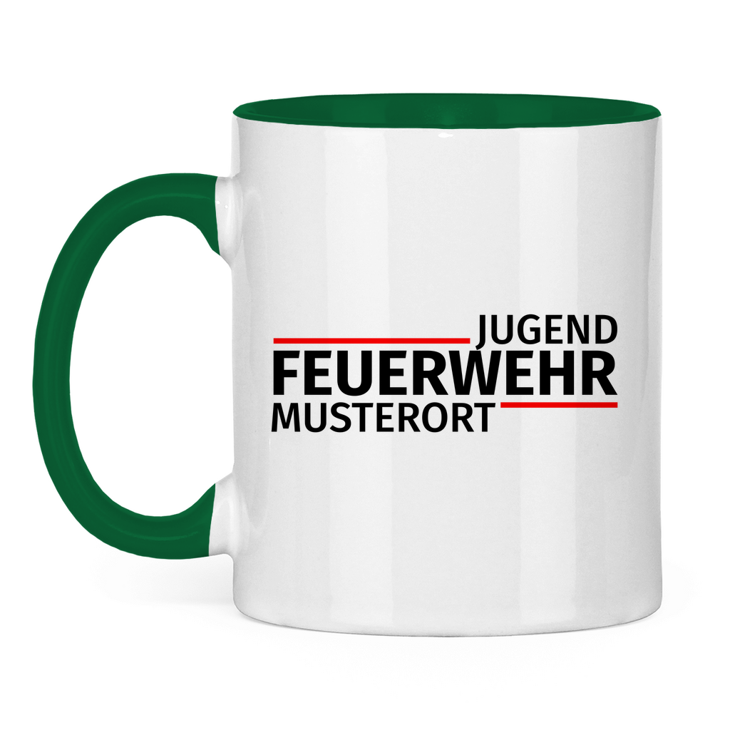 Tasse zweifarbig - Modern Jugendfeuerwehr [Personalisierbar]