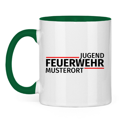 Tasse zweifarbig - Modern Jugendfeuerwehr [Personalisierbar]