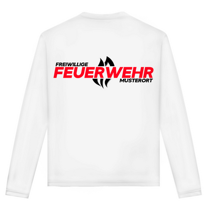 Unisex Langarmshirt - Flamme Freiwillige Feuerwehr Rot [Personalisierbar]