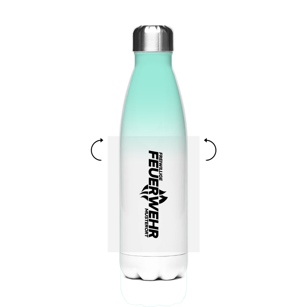 Edelstahl-Thermoflasche - Flamme Freiwillige Feuerwehr Schwarz [Personalisierbar]