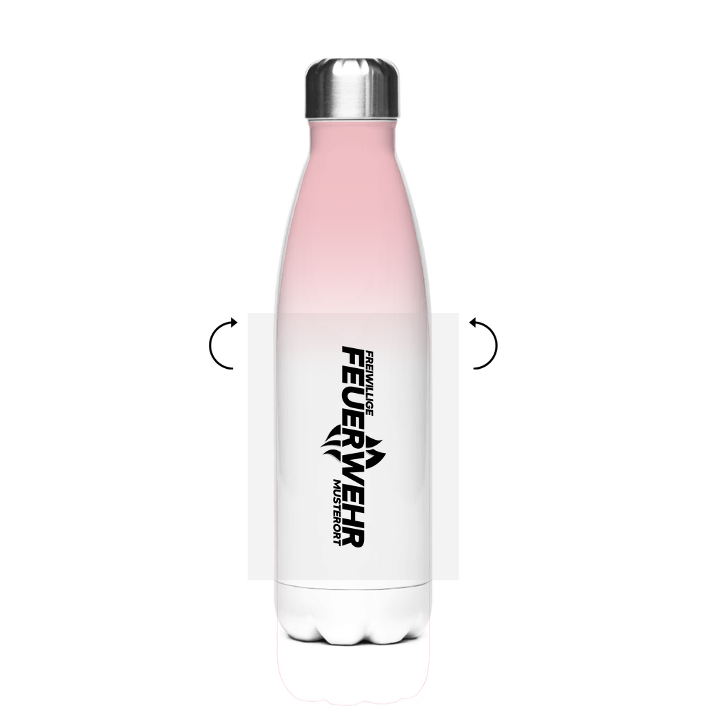 Edelstahl-Thermoflasche - Flamme Freiwillige Feuerwehr Schwarz [Personalisierbar]