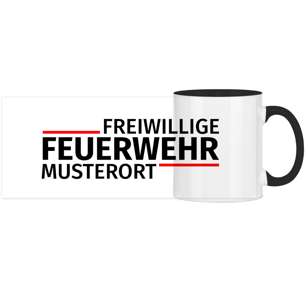 Panorama Tasse zweifarbig - Modern Freiwillige Feuerwehr [Personalisierbar]