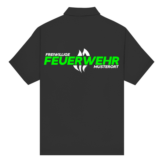 Unisex Poloshirt - Flamme Freiwillige Feuerwehr Grün (Personalisierbar)