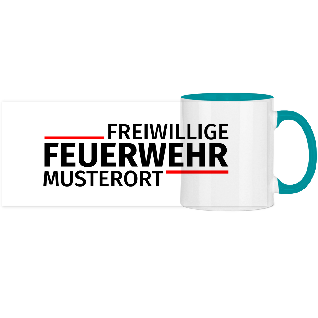 Panorama Tasse zweifarbig - Modern Freiwillige Feuerwehr [Personalisierbar]