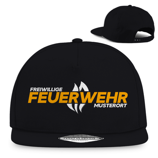 Snapback Rapper Cap - Flamme Freiwillige Feuerwehr Gelb [Personalisierbar]