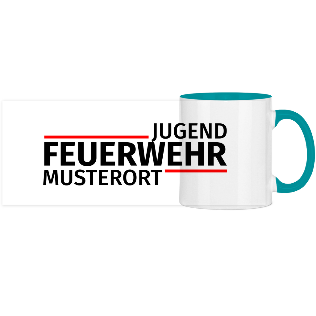 Panorama Tasse zweifarbig - Modern Jugendfeuerwehr [Personalisierbar]