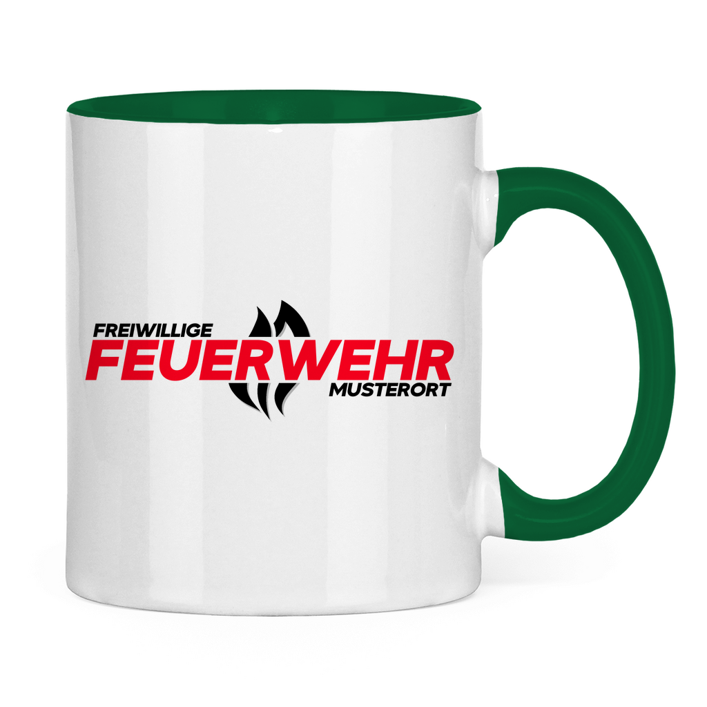 Tasse zweifarbig - Flamme Freiwillige Feuerwehr Rot [Personalisierbar]