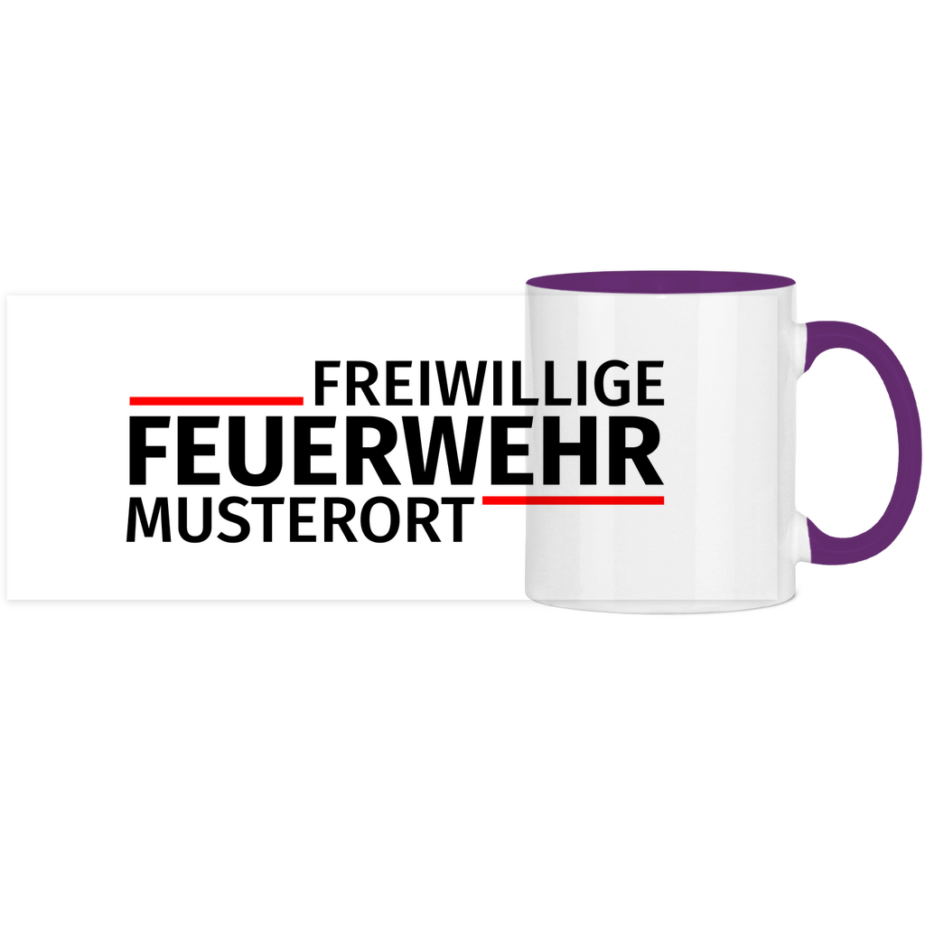 Panorama Tasse zweifarbig - Modern Freiwillige Feuerwehr [Personalisierbar]
