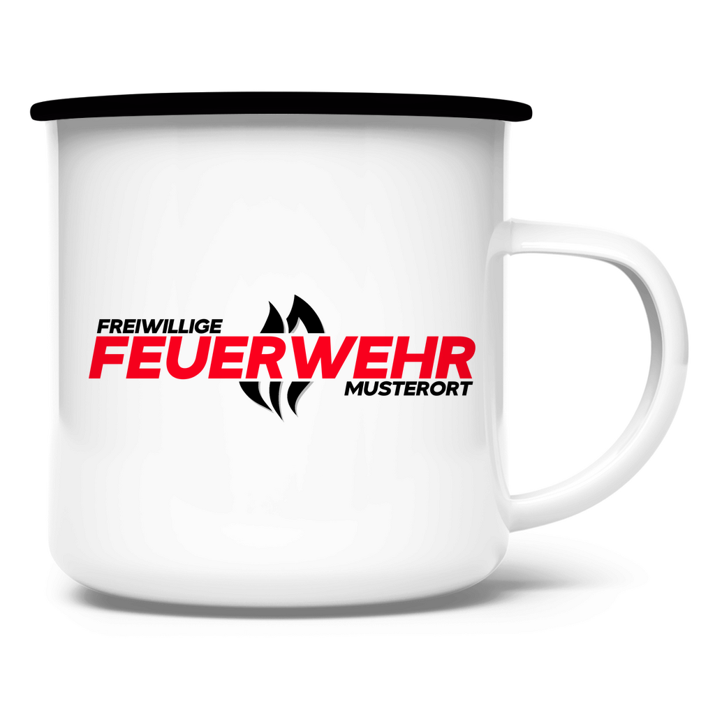 Emaille Tasse - Flamme Freiwillige Feuerwehr Rot [Personalisierbar]