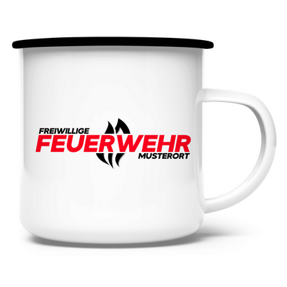 Emaille Tasse - Flamme Freiwillige Feuerwehr Rot [Personalisierbar]
