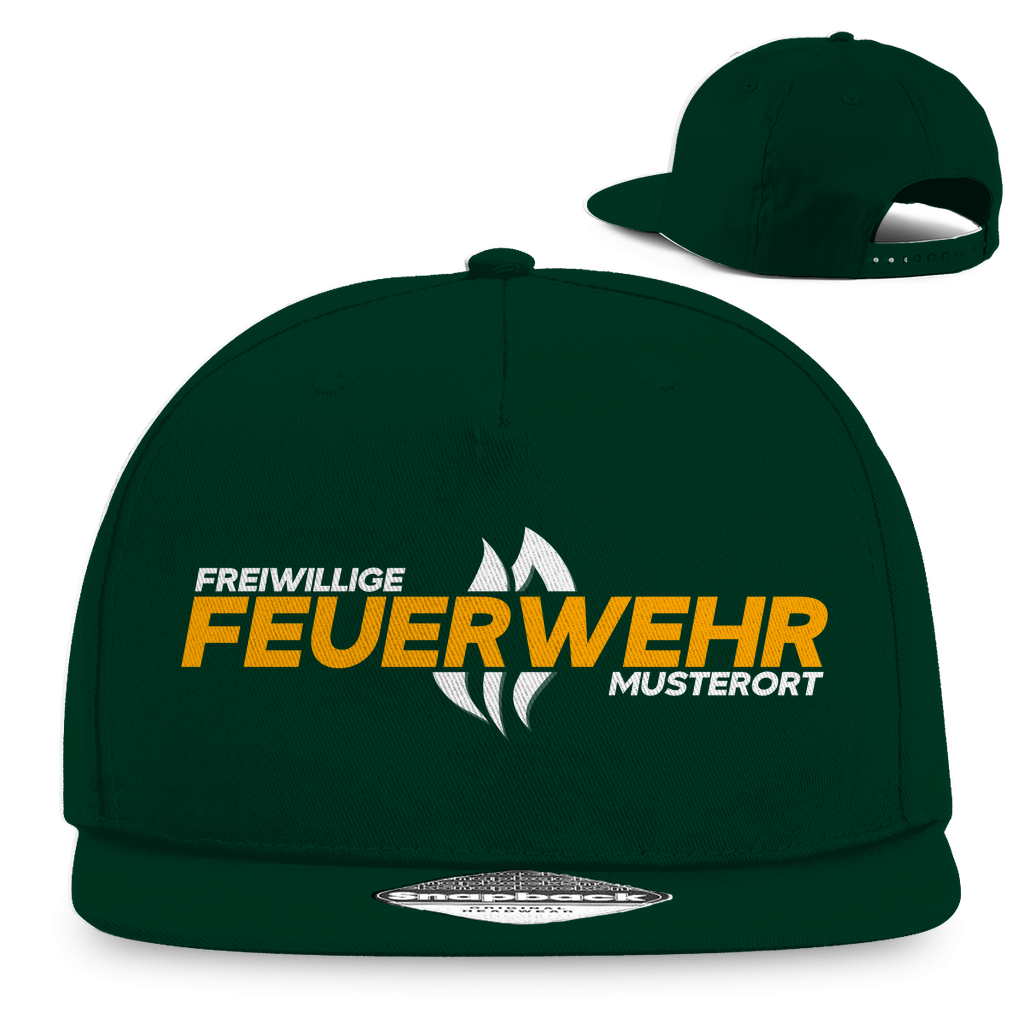 Snapback Rapper Cap - Flamme Freiwillige Feuerwehr Gelb [Personalisierbar]