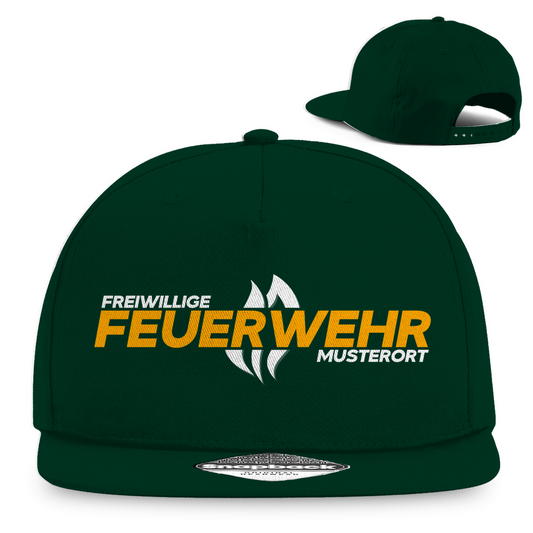 Snapback Rapper Cap - Flamme Freiwillige Feuerwehr Gelb [Personalisierbar]
