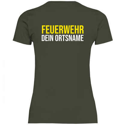 Damen T-Shirt - Feuerwehr Schriftzug (Personalisierbar)