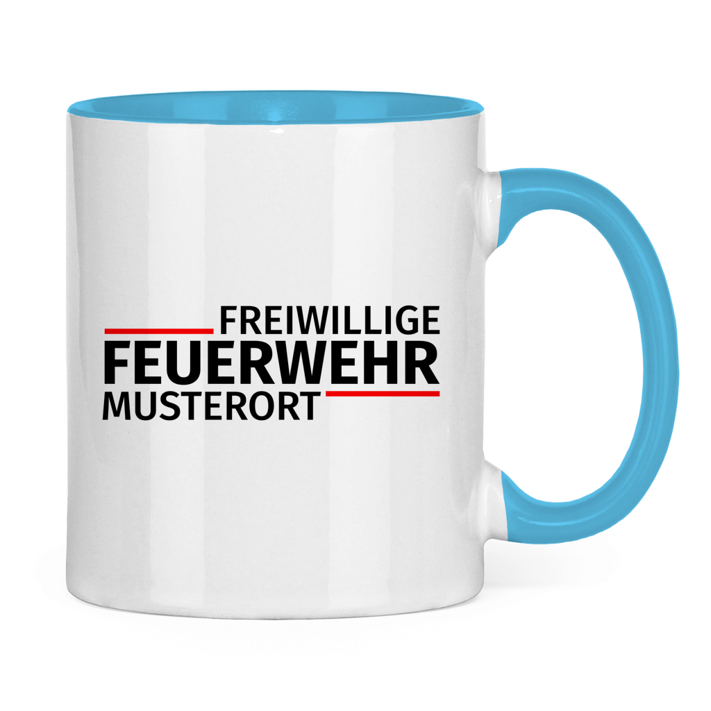 Tasse zweifarbig - Modern Freiwillige Feuerwehr [Personalisierbar]