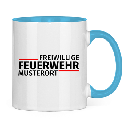 Tasse zweifarbig - Modern Freiwillige Feuerwehr [Personalisierbar]