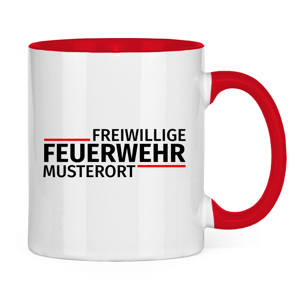 Tasse zweifarbig - Modern Freiwillige Feuerwehr [Personalisierbar]