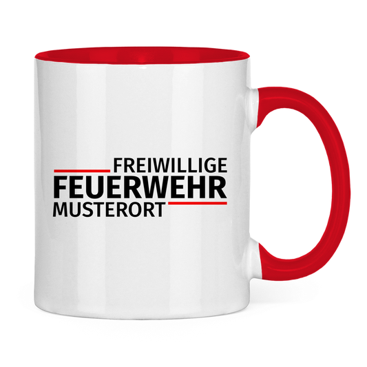 Tasse zweifarbig - Modern Freiwillige Feuerwehr [Personalisierbar]