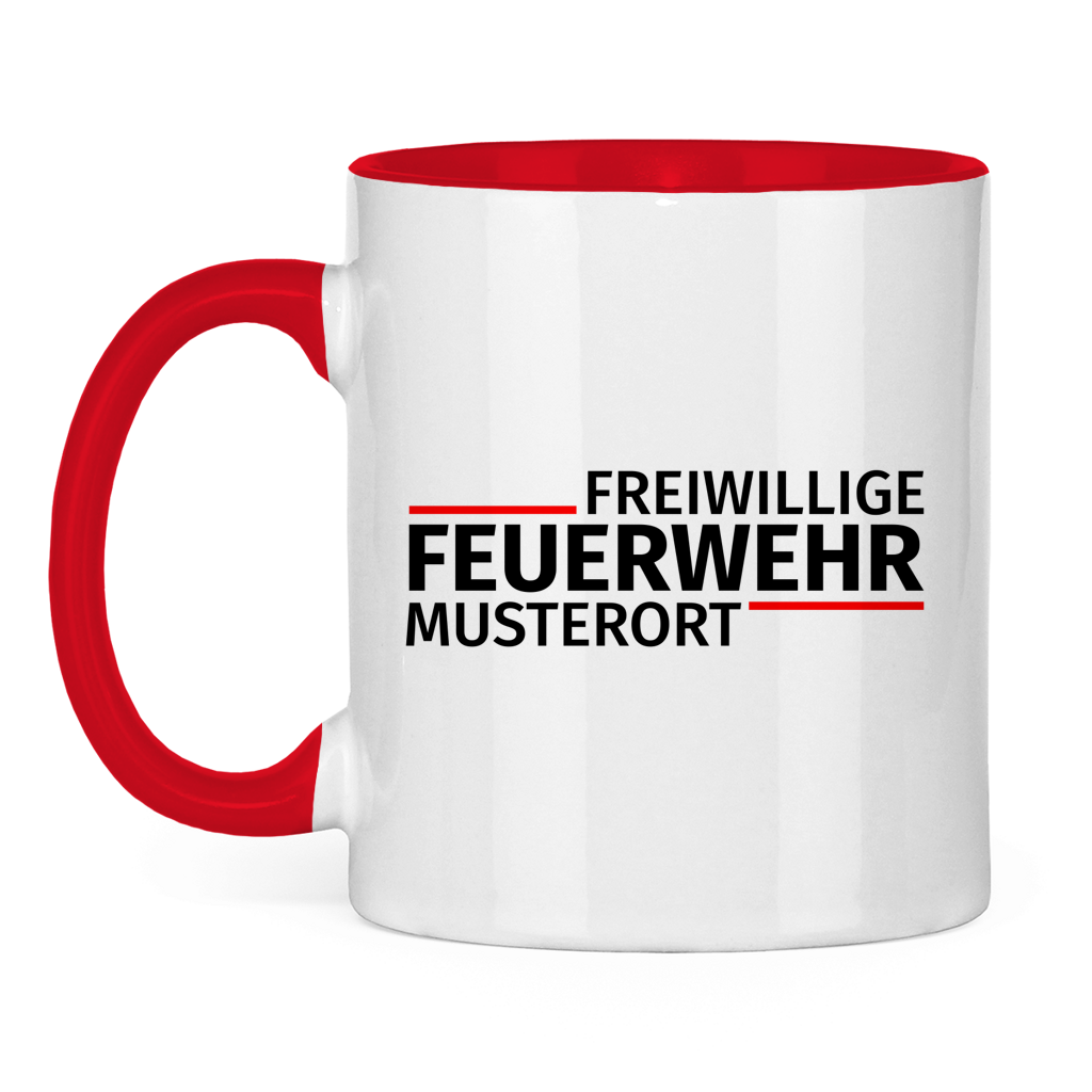 Tasse zweifarbig - Modern Freiwillige Feuerwehr [Personalisierbar]