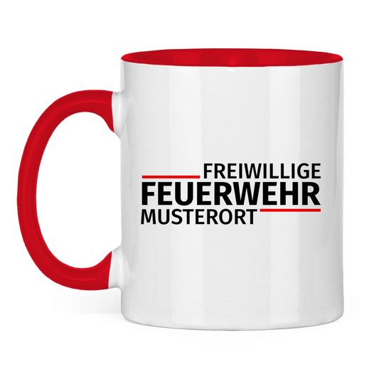 Tasse zweifarbig - Modern Freiwillige Feuerwehr [Personalisierbar]