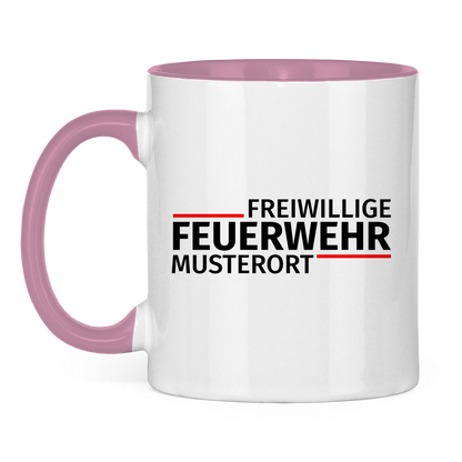 Tasse zweifarbig - Modern Freiwillige Feuerwehr [Personalisierbar]