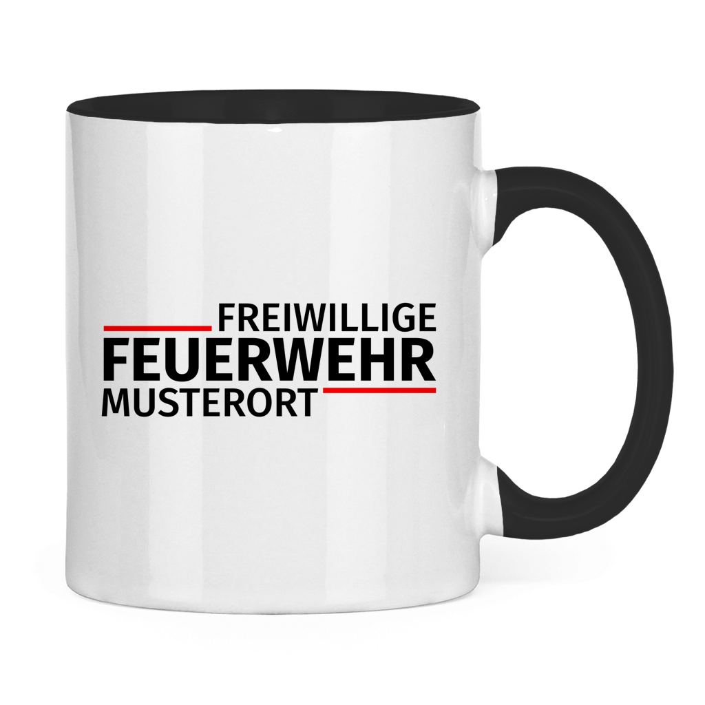 Tasse zweifarbig - Modern Freiwillige Feuerwehr [Personalisierbar]