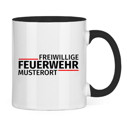 Tasse zweifarbig - Modern Freiwillige Feuerwehr [Personalisierbar]