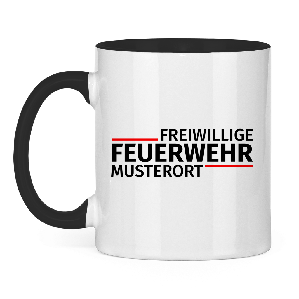 Tasse zweifarbig - Modern Freiwillige Feuerwehr [Personalisierbar]