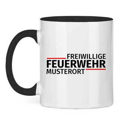 Tasse zweifarbig - Modern Freiwillige Feuerwehr [Personalisierbar]