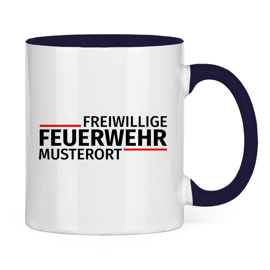 Tasse zweifarbig - Modern Freiwillige Feuerwehr [Personalisierbar]