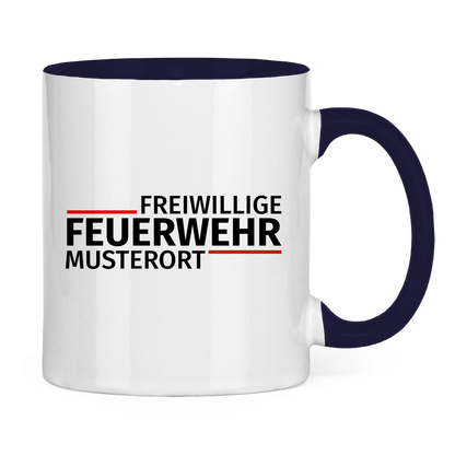 Tasse zweifarbig - Modern Freiwillige Feuerwehr [Personalisierbar]