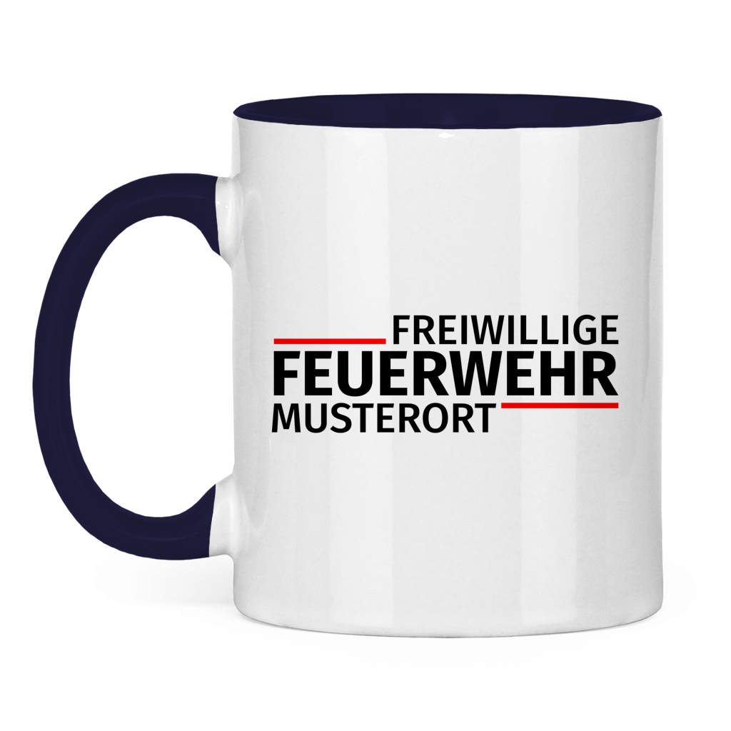 Tasse zweifarbig - Modern Freiwillige Feuerwehr [Personalisierbar]