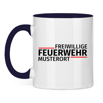 Tasse zweifarbig - Modern Freiwillige Feuerwehr [Personalisierbar]