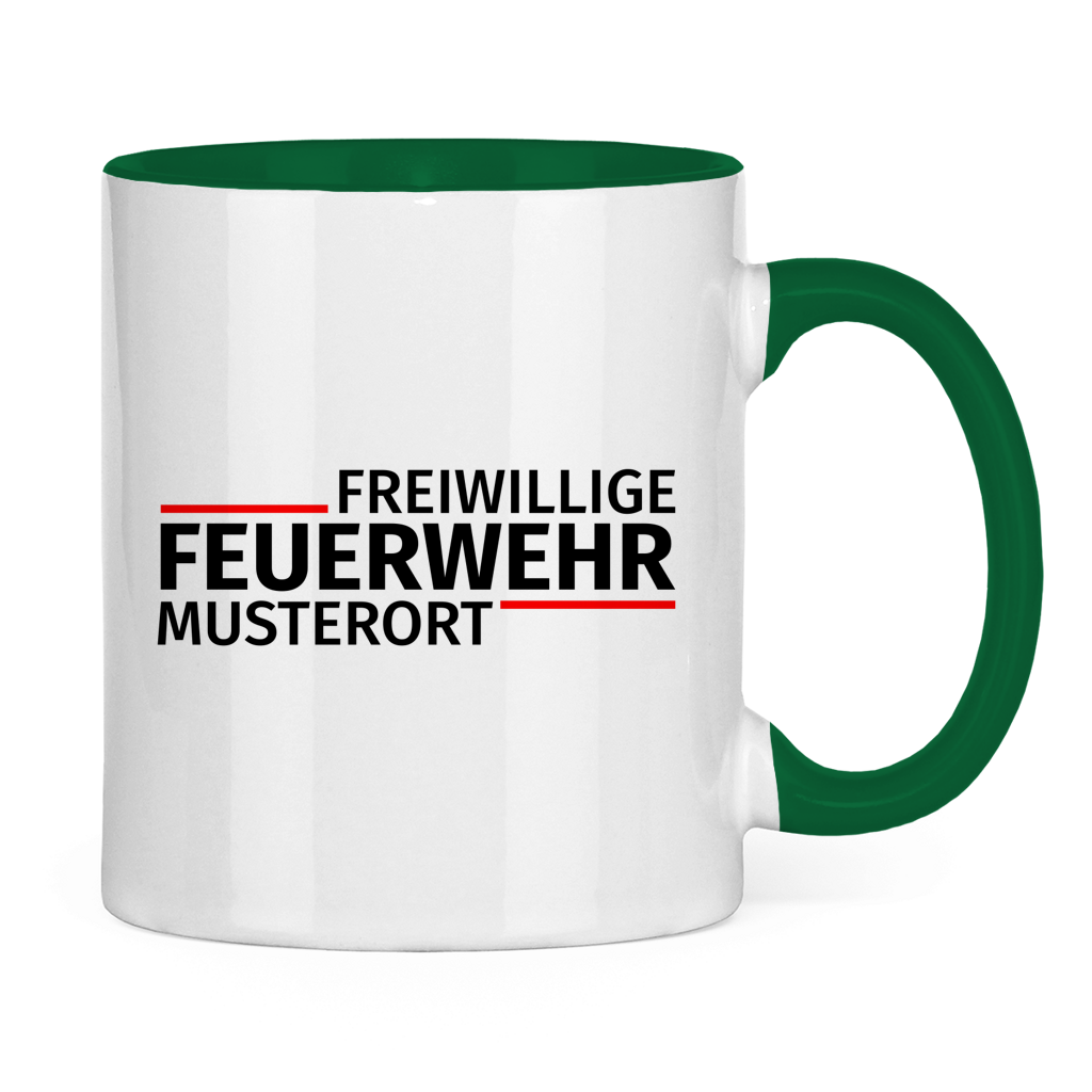 Tasse zweifarbig - Modern Freiwillige Feuerwehr [Personalisierbar]