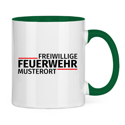 Tasse zweifarbig - Modern Freiwillige Feuerwehr [Personalisierbar]