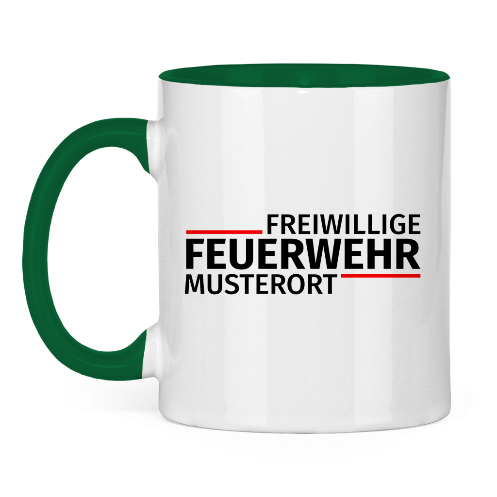 Tasse zweifarbig - Modern Freiwillige Feuerwehr [Personalisierbar]