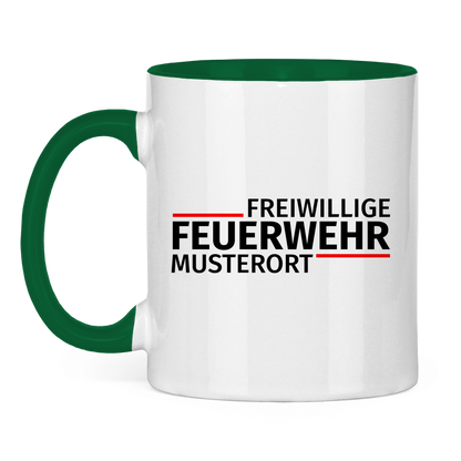 Tasse zweifarbig - Modern Freiwillige Feuerwehr [Personalisierbar]