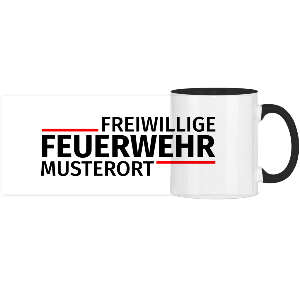Panorama Tasse zweifarbig - Modern Freiwillige Feuerwehr [Personalisierbar]