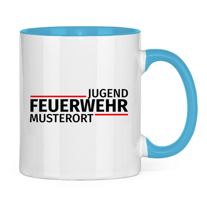 Tasse zweifarbig - Modern Jugendfeuerwehr [Personalisierbar]