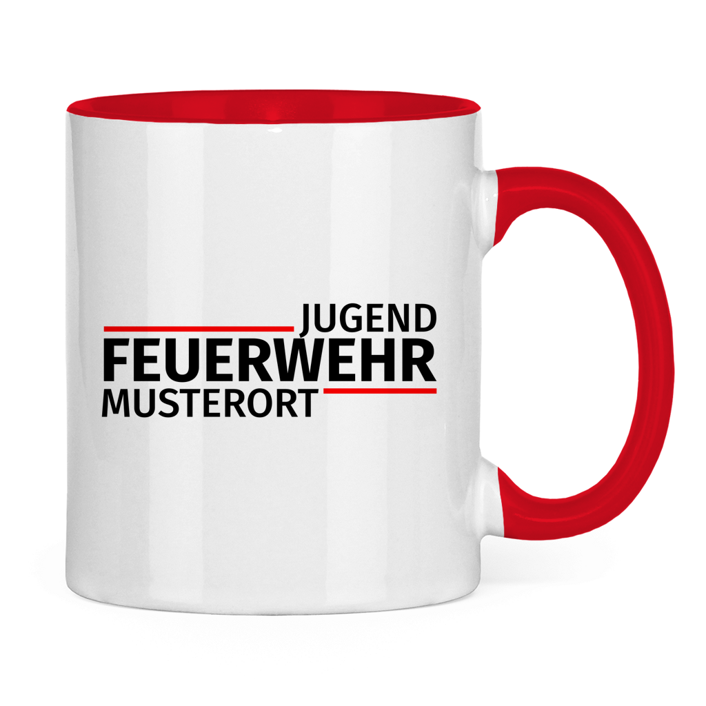 Tasse zweifarbig - Modern Jugendfeuerwehr [Personalisierbar]