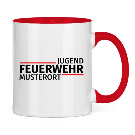 Tasse zweifarbig - Modern Jugendfeuerwehr [Personalisierbar]