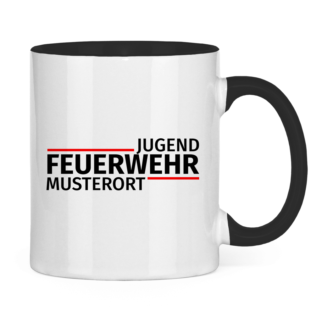 Tasse zweifarbig - Modern Jugendfeuerwehr [Personalisierbar]