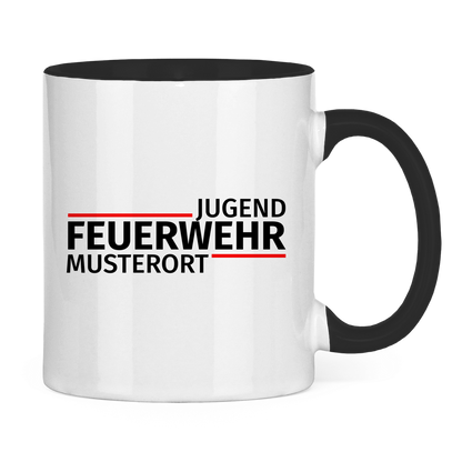 Tasse zweifarbig - Modern Jugendfeuerwehr [Personalisierbar]