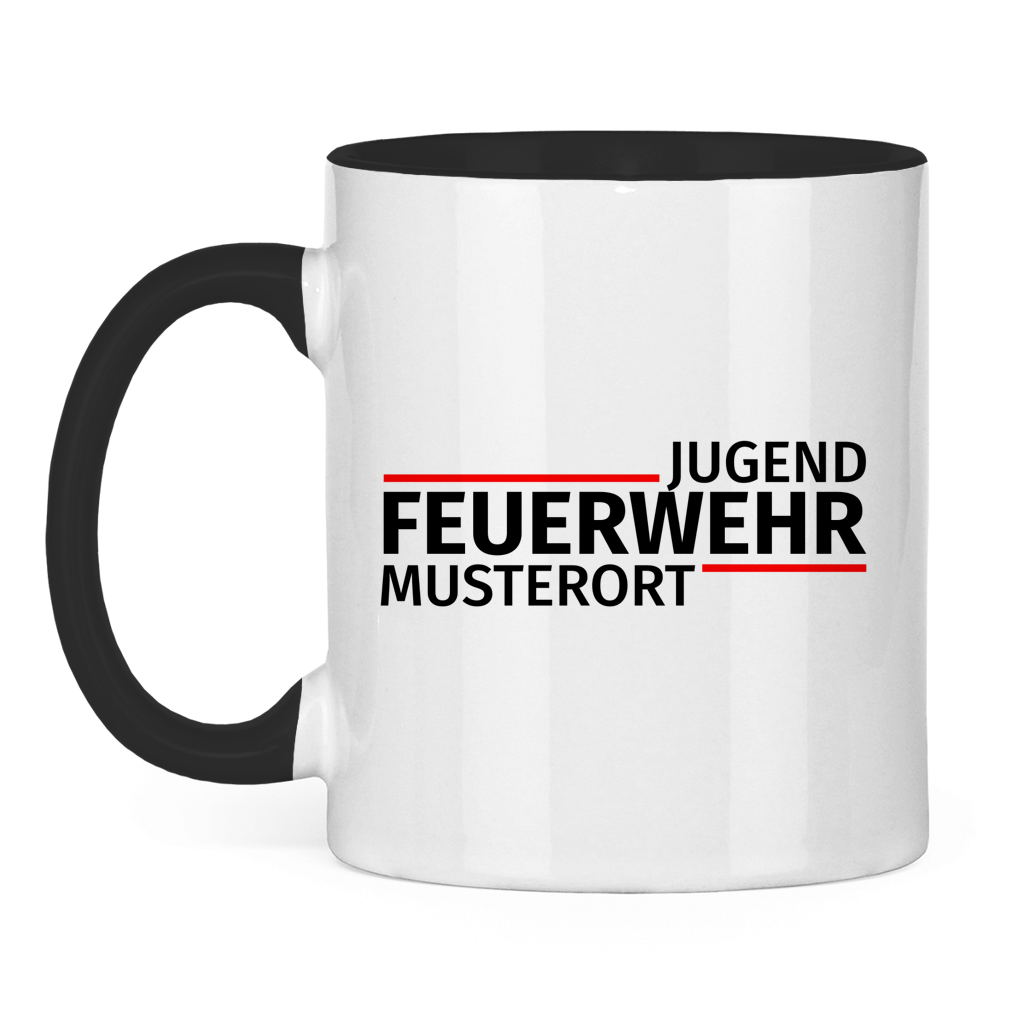 Tasse zweifarbig - Modern Jugendfeuerwehr [Personalisierbar]