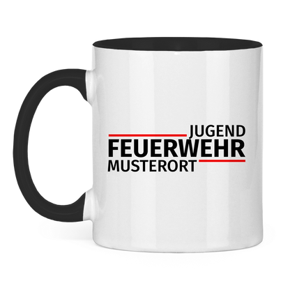Tasse zweifarbig - Modern Jugendfeuerwehr [Personalisierbar]