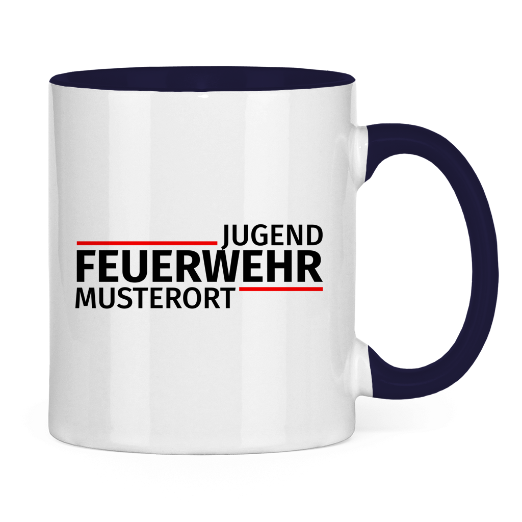 Tasse zweifarbig - Modern Jugendfeuerwehr [Personalisierbar]