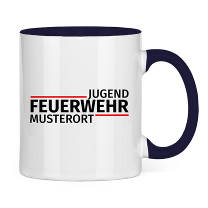 Tasse zweifarbig - Modern Jugendfeuerwehr [Personalisierbar]